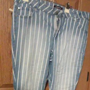 Pin Stripe Blue Jeans